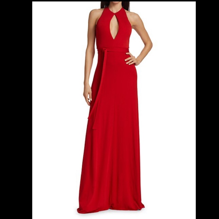 Halston Paola Open-Back Cutout Jersey Gown